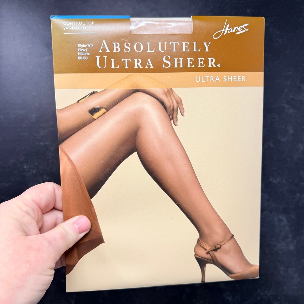 Hanes Pantyhose Absolutely Ultra Sheer Natural Nylon Size F Control Top 707